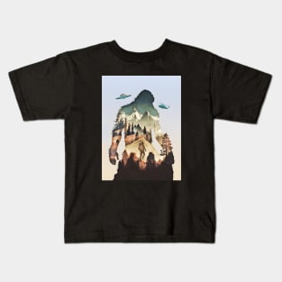 Bigfoot Ufo Hiker T Shirt Kids T-Shirt